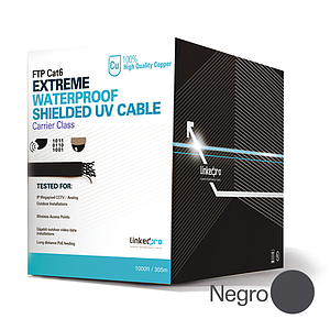 Bobina de 152.5 metros Cat6+ CALIBRE 23 Exterior Blindado tipo FTP Para Climas Extremos, UL para aplicaciones de CCTV y redes de