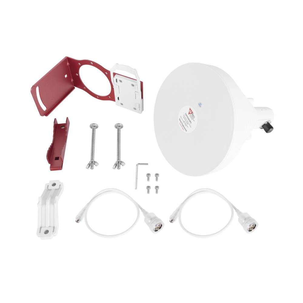 Antena Sectorial Simétrica de 30 °, 19 dBi, 4.9-6.5 GHz, Ideal para ambientes de alto ruido, Tipo de conector N-Hembra, con mont
